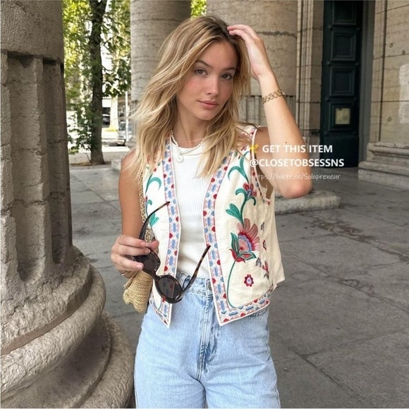 Zara open front embroidered vest 6895/224 - Picture 13 of 16